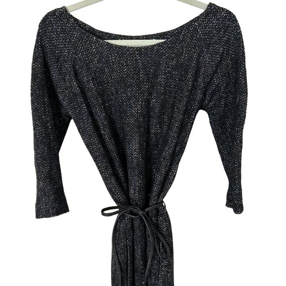 Humanoid Textured Knit Dress with Leather Belt – Multitone Weave, Size S - Picture 2 of 6
